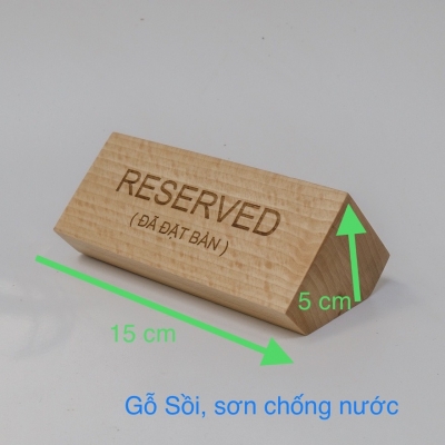 Bảng Reserved, quầy lễ tân bằng gỗ khắc laser, bảng bàn đặt trước