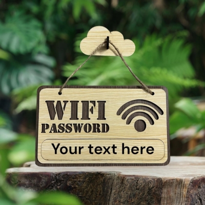 Bảng gỗ password wifi, bảng wifi bằng gỗ ghi thông tin wifi cho quán