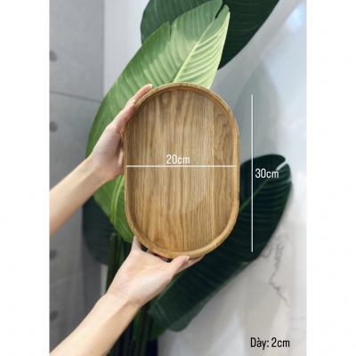 Khay gỗ Sồi hình oval chất liệu cao cấp